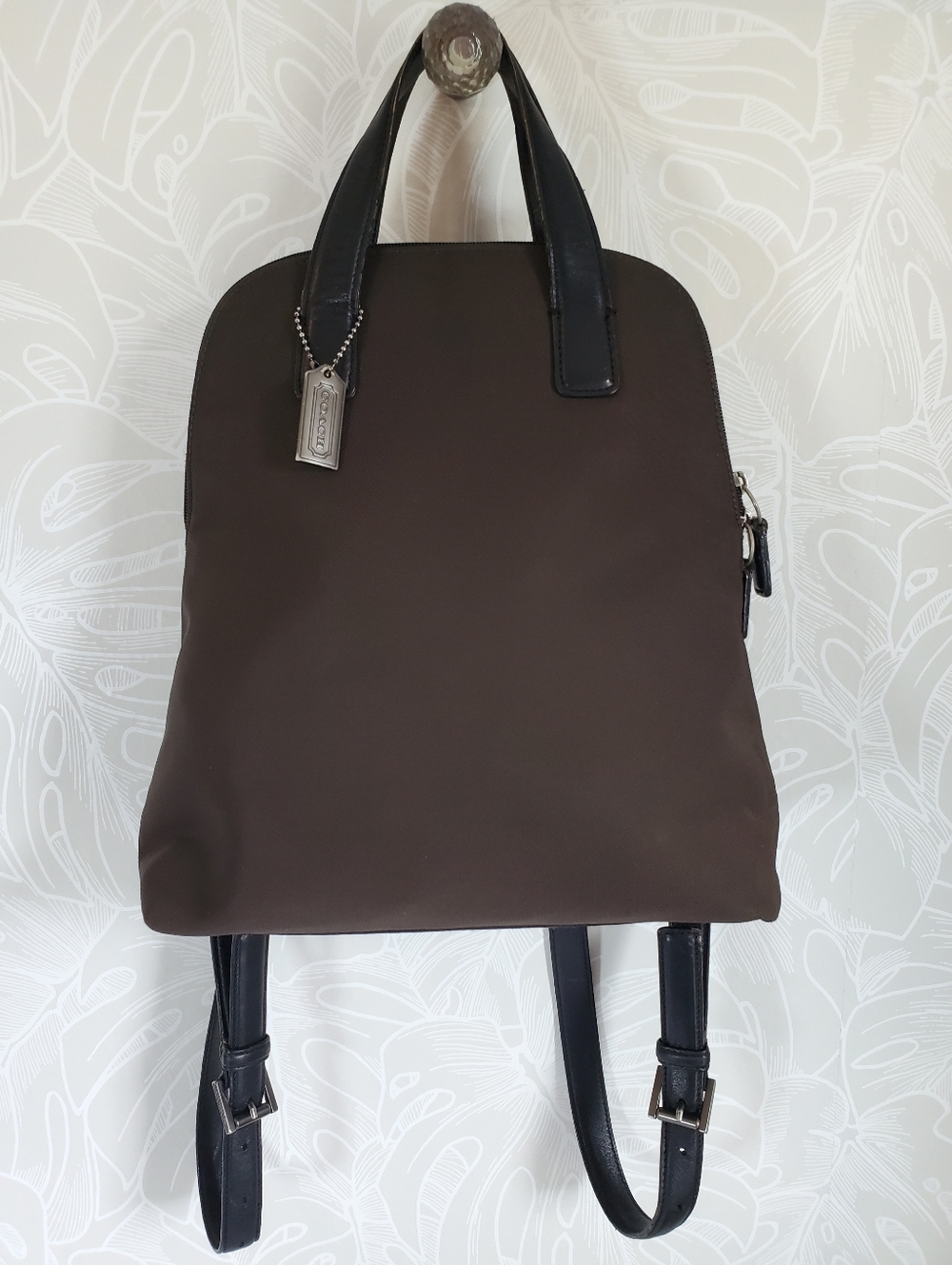 Vintage Coach Mercer Backpack in Brown Nylon and Leather 7404 90's